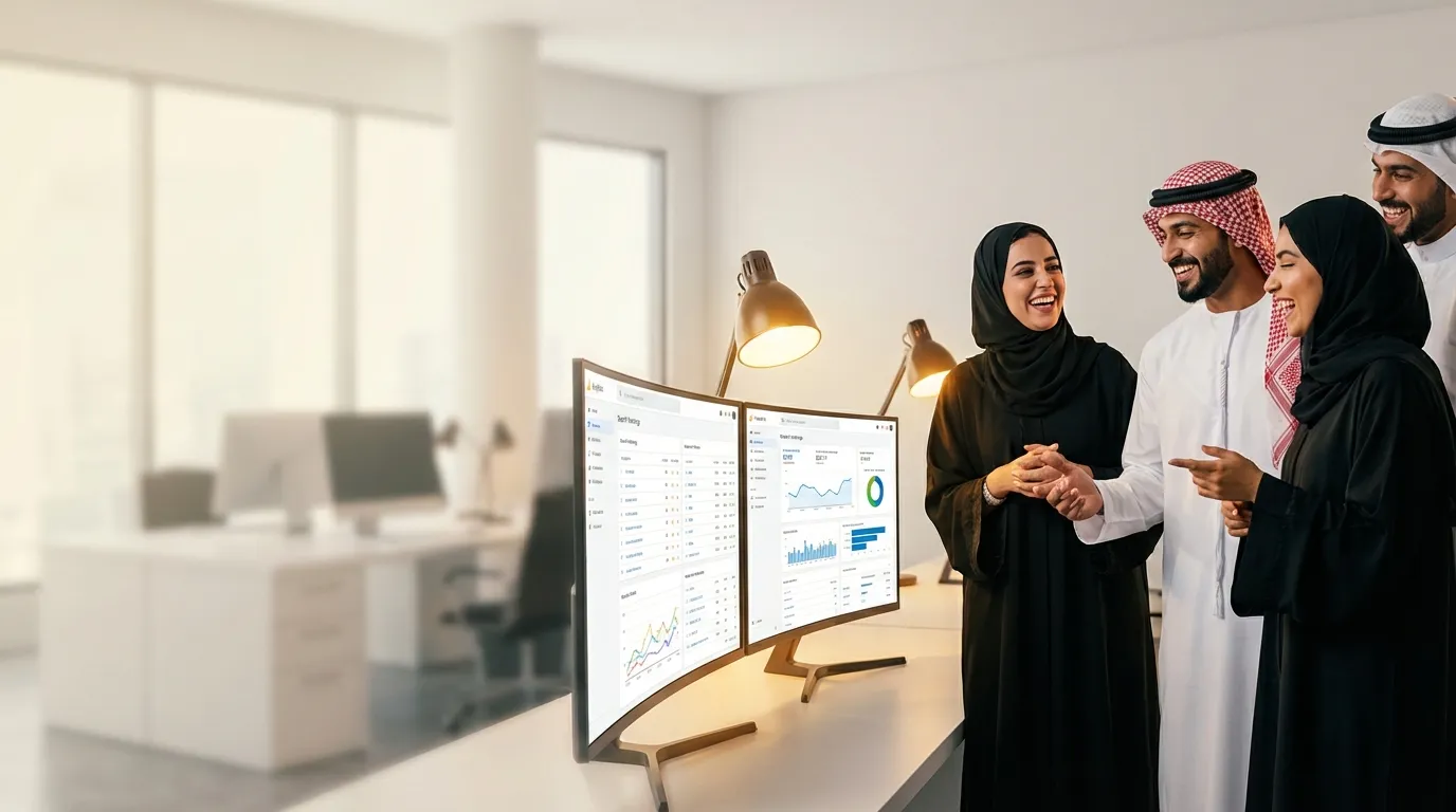 SEO agency in Dubai analytics dashboard tracking keyword rankings and organic traffic for a UAE business